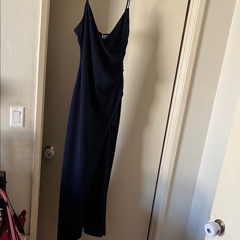 Emerald Sundae Navy Draped Slip Maxi Dress
